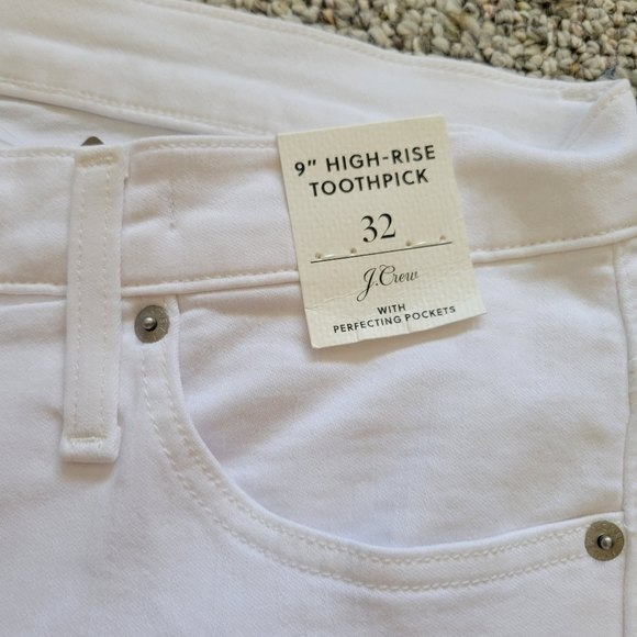 J. Crew 9" High Rise Toothpick Jeans in White Size 32 NWT - Picture 3 of 9